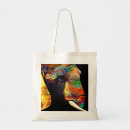 Vet kleurig olifant hoofdportret tote bag