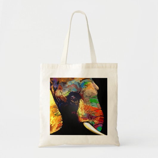 Vet kleurig olifant hoofdportret tote bag (Voorkant)