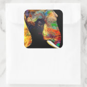Vet kleurig olifant hoofdportret vierkante sticker (Tas)