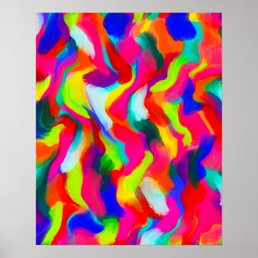 Vet Kleurrijk Abstract Aquarel Schilderen Poster (Voorkant)