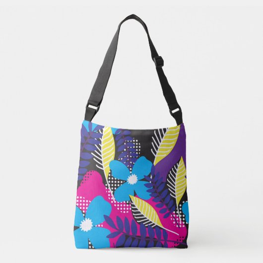 Vet kleurrijk Abstract Floral Patroon Crossbody Tas (Voorkant)