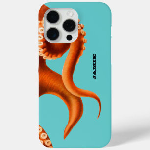 Vet kleurrijk Aqua en Oranje Octopus iPhone 15 Pro Max Hoesje