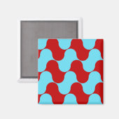 Vet kleurrijk Blauwgroen Turquoise Red Wavy Patter Magneet (Voorkant / Achterkant)