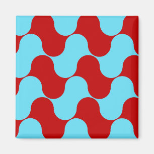 Vet kleurrijk Blauwgroen Turquoise Red Wavy Patter Magneet