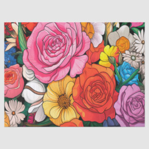 Vet Kleurrijk Bloemen Decoupage Tissue Papier