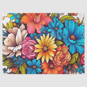 Vet Kleurrijk Bloemen Decoupage Tissue Papier