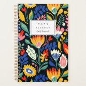 Vet Kleurrijk Bloemenpatroon Gepersonaliseerd 2025 Planner (Voorkant)