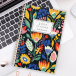 Vet Kleurrijk Bloemenpatroon Gepersonaliseerd 2025 Planner<br><div class="desc">Personaliseer deze planner met jouw naam in zwarte cursief omlijst door een witte rechthoek,  op een gedurfd,  kleurrijk bloemmotief op een zwarte achtergrond.</div>