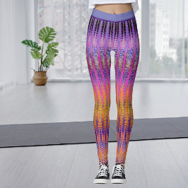 Vet kleurrijk bohemien paarse oranje motief leggings