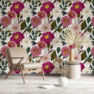 Vet Kleurrijk Botanisch Bloemen & Groen Patroon Behang