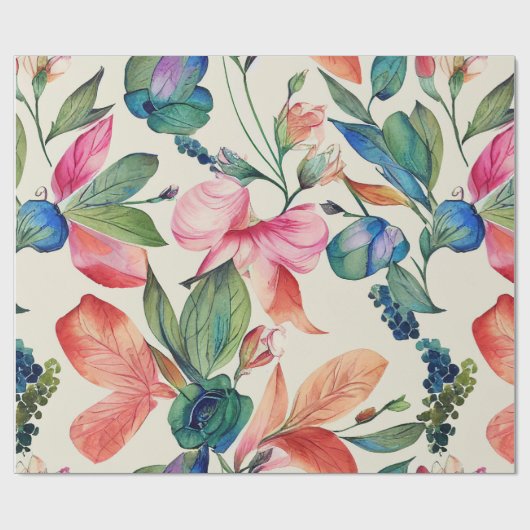Vet kleurrijk Elegant Floral Weddenschap en verjaa Cadeaupapier (Vlak)
