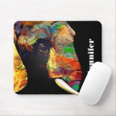 Vet kleurrijk Elephant Head Portret op maat Muismat (Met muis)