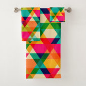 Vet kleurrijk, helder driehoekspatroon bad handdoek (Insitu)