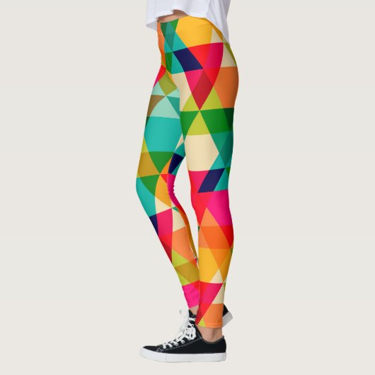 Vet kleurrijk, helder driehoekspatroon leggings (Links)