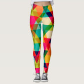 Vet kleurrijk, helder driehoekspatroon leggings (Voorkant)