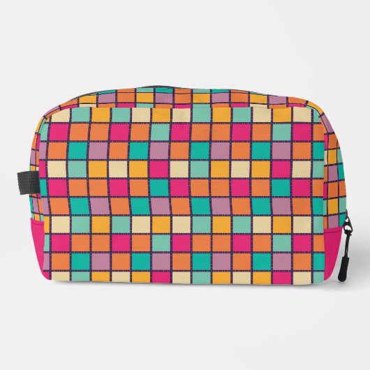 Vet kleurrijk patchwork toilettasje (Voorkant)