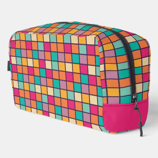 Vet kleurrijk patchwork toilettasje (Rechterhoek)