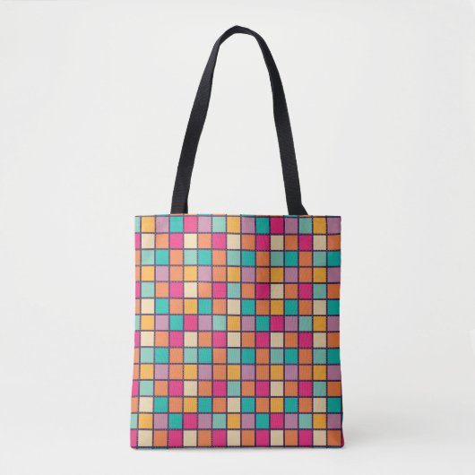 Vet kleurrijk patchwork tote bag (Voorkant)