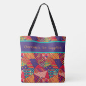 Vet kleurrijk patroon, gepersonaliseerde kunstbeno tote bag (Achterkant)