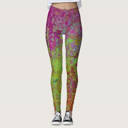 Vet, kleurrijk, platter verf, Abstract Leggings (Voorkant)
