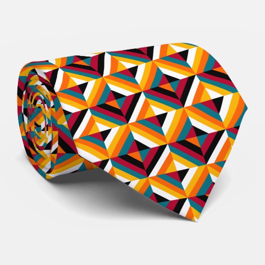 Vet kleurrijk Quilt Patchwork Patroon Oranje, rood Stropdas (Opgerold)