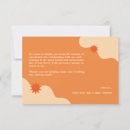 Vet & kleurrijk Retro Zomerbruiloft Bedankkaart (Achterkant)