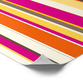 Vet kleurrijk Roze Oranje Stripes Patroon Poster (Hoek)