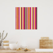 Vet kleurrijk Roze Oranje Stripes Patroon Poster (Keuken)