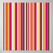 Vet kleurrijk Roze Oranje Stripes Patroon Poster (Voorkant)