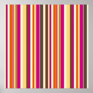 Vet kleurrijk Roze Oranje Stripes Patroon Poster