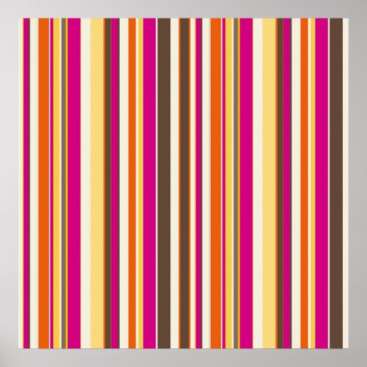 Vet kleurrijk Roze Oranje Stripes Patroon Poster (Voorkant)