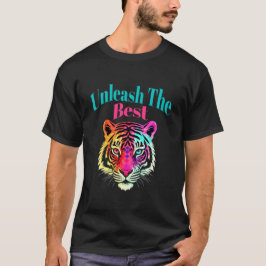 Vet Kleurrijk Tiger Art T-shirt Laat het beste los