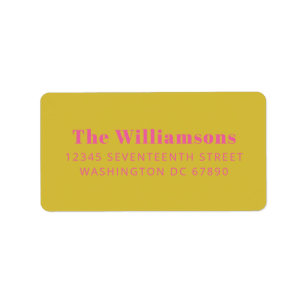 Vet kleurrijk warm roze gele retouradres etiket