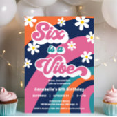 Vet kleurrijke 6e verjaardag Zes is een Vibe groov Kaart