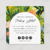 Vet Kleurrijke Abstracte Bloemen Make-up Artist Vierkante Visitekaartje (Achterkant)