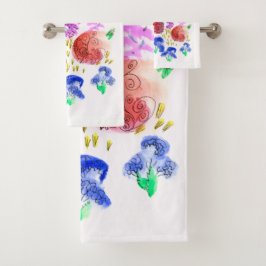 Vet Kleurrijke Bloemen Badset Bad Handdoek
