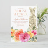 Vet Kleurrijke Bloemen Gouden Jurk Vrijgezellenfee Kaart (Staand voorkant)