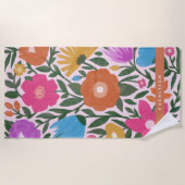 Vet kleurrijke bloemen Meisjesnaam Strandlaken (Voorkant)