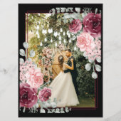 Vet Kleurrijke Bloemen paar foto bruiloft Menu (Achterkant)