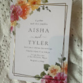 Vet Kleurrijke Bloemen Trouwgoud Folie Uitnodiging