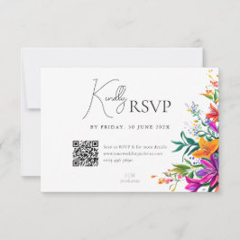 Vet Kleurrijke Bloemen Zomer Chic Flower Wedding RSVP Kaartje