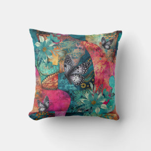 Vet Kleurrijke Boho Bloemen Patchwork Patchwork Pa Kussen
