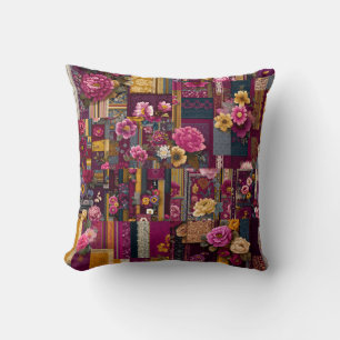 Vet Kleurrijke Boho Bloemen Patchwork Patchwork Pa Kussen