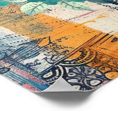 Vet Kleurrijke Boho Floral Butterfly Abstracte Kun Poster (Hoek)