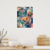 Vet Kleurrijke Boho Floral Butterfly Abstracte Kun Poster (Keuken)