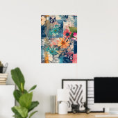 Vet Kleurrijke Boho Floral Butterfly Abstracte Kun Poster (Thuiskantoor)