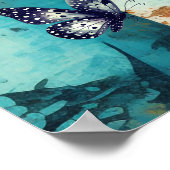 Vet Kleurrijke Boho Floral Butterfly Abstracte Kun Poster (Hoek)