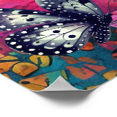 Vet Kleurrijke Boho Floral Butterfly Abstracte Kun Poster (Hoek)