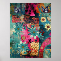 Vet Kleurrijke Boho Floral Butterfly Abstracte Kun