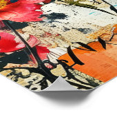 Vet Kleurrijke Boho Floral Butterfly Abstracte Kun Poster (Hoek)